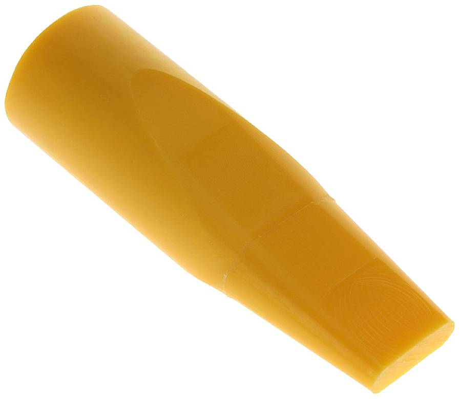 Narančasti plastični nastavak za puhanje u obliku cilindra, zaobljenih rubova, koji se koristi za sviranje duhačkih instrumenata.