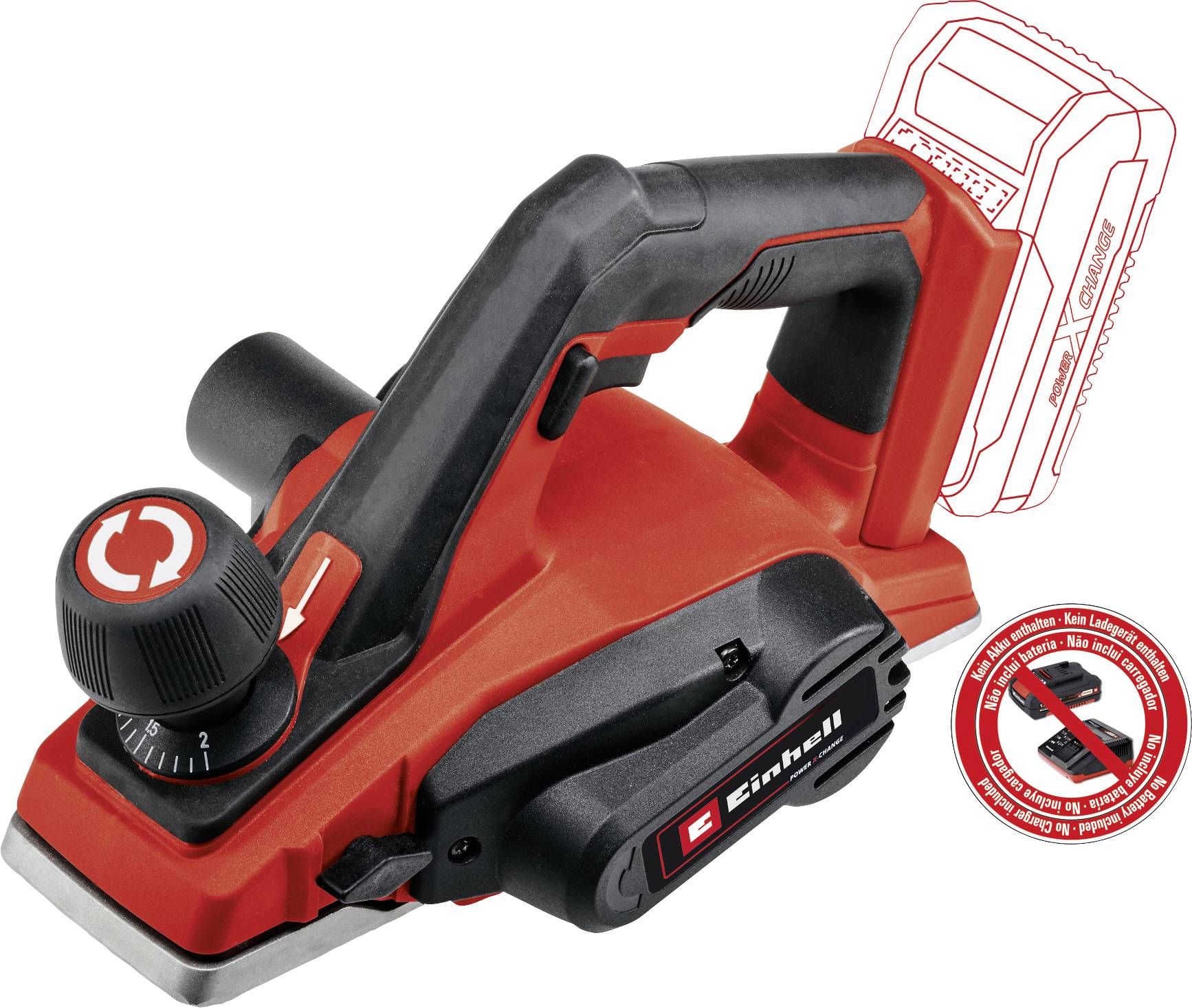 Einhell TE-PL 18/82 Li - Solo Batteridriven hyvel inkl. Tillbeh&ouml;r, exkl. batteri/laddare, Utan laddare Hyvelbredd: 82 mm 18 V falsdjup (max.): 8 mm
