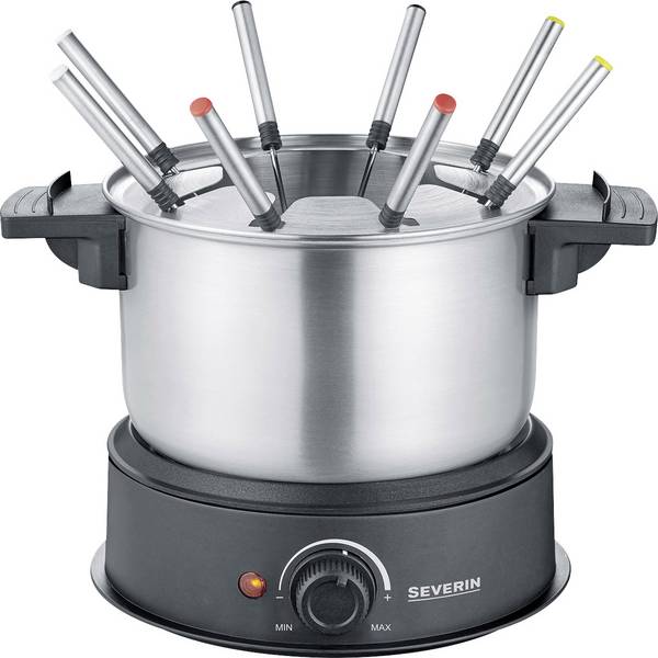 Severin 2470 fondi 1500 W 8 vilica za fondue plemeniti čelik (brušeni), crna