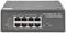 Crni 7-portni gigabitni PoE switch s Ethernet priključcima, LED indikatorom napajanja i VLAN prekidačem na prednjoj stranici.