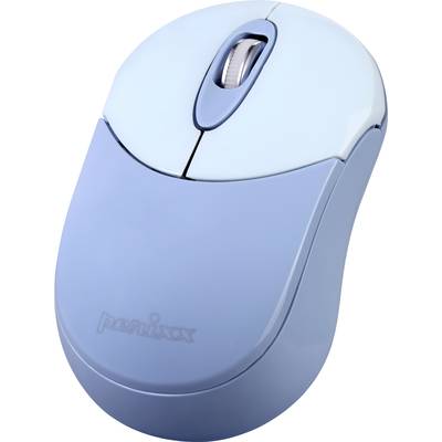 Bežični, plavi računalni miš s kotačićem za pomicanje i ergonomskim dizajnom, pogodan za korištenje na radnom stolu ili tijekom putovanja.