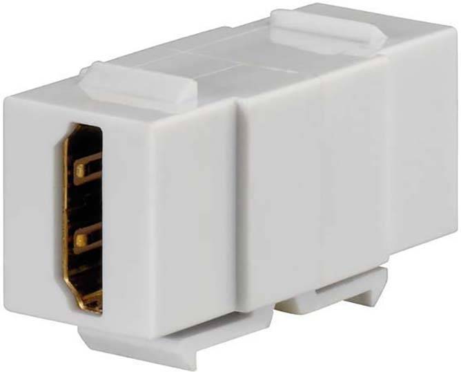 Bijeli HDMI Keystone zidni adapter s dva priključka, pogodan za individualno prilagođavanje zidnih ploča i upravljanje kabelima.