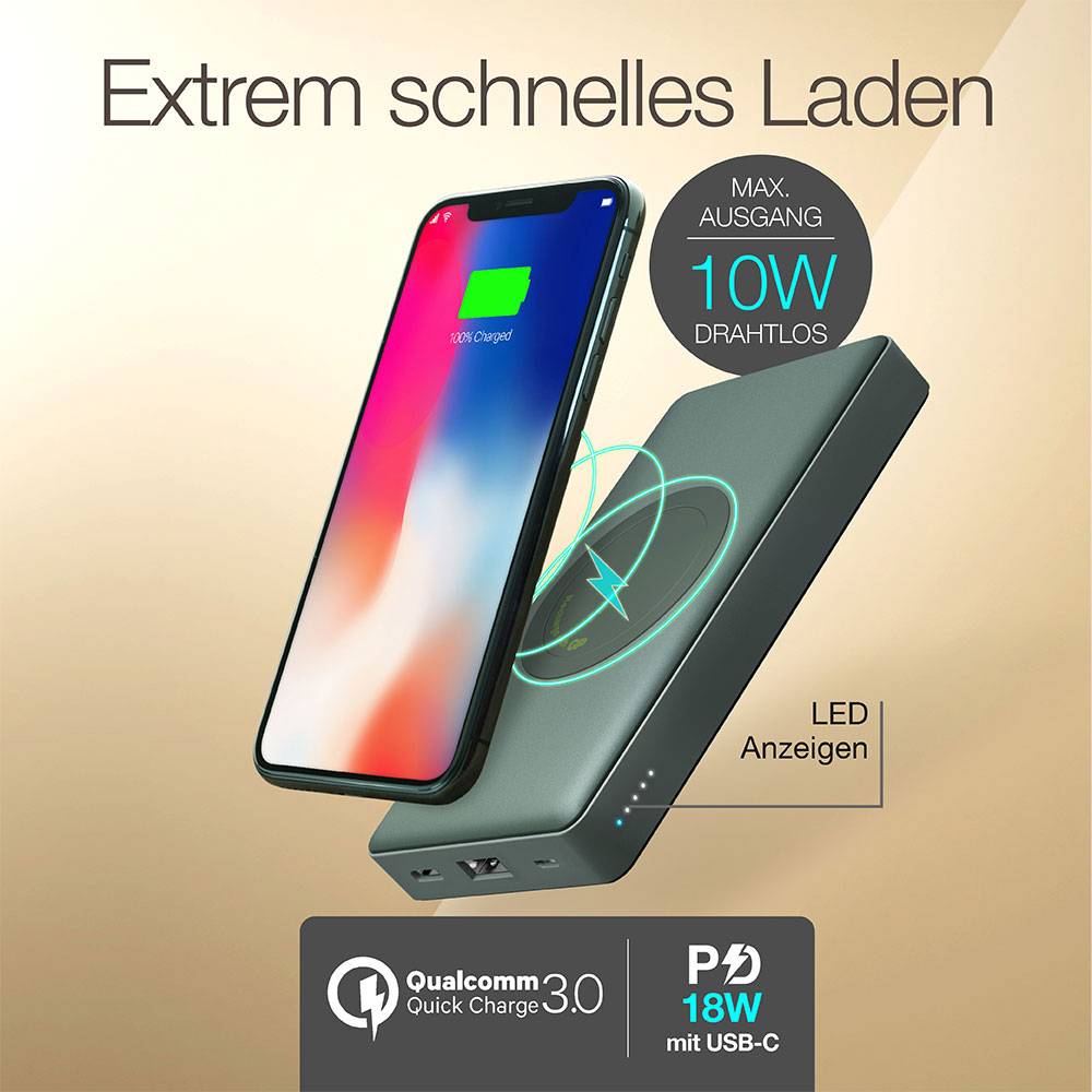 GP 165Q10AGREY powerbank (rezervna baterija) 10000 mAh LiPo crna-7