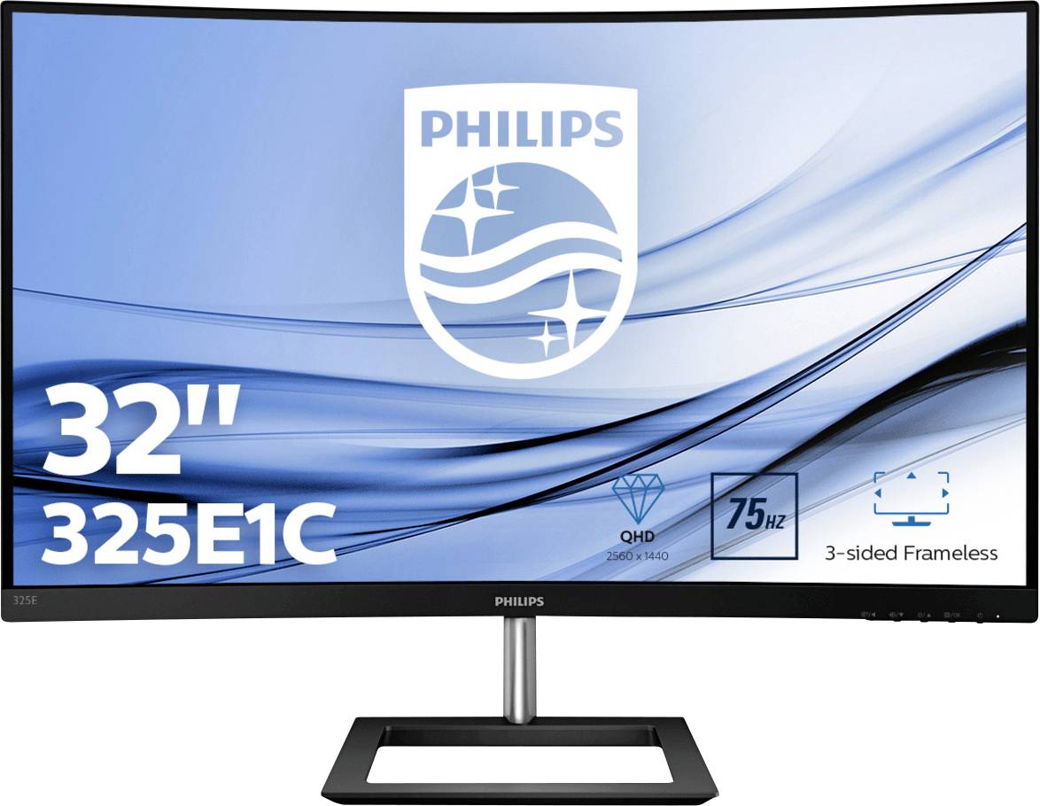 Zakrivljeni monitor Philips dijagonale 32 inča s QHD razlučivošću, osvježavanjem od 75 Hz i bezokvirinim dizajnom na tri strane.
