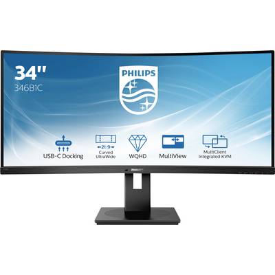 Philips Monitore 346B1C LCD zaslon Energetska učinkovitost 2021 G (A - G) 86.4 cm (34 palac) 3440 x 1440 piksel 21:9 5 m-0