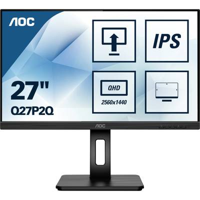 Monitor AOC-a dijagonale 27 inča, QHD rezolucije 2560x1440, s IPS panelom, prikazan na stiliziranoj pozadini.