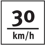 Crno-bijeli prometni znak s natpisom '30 km/h' koji upozorava na ograničenje brzine.