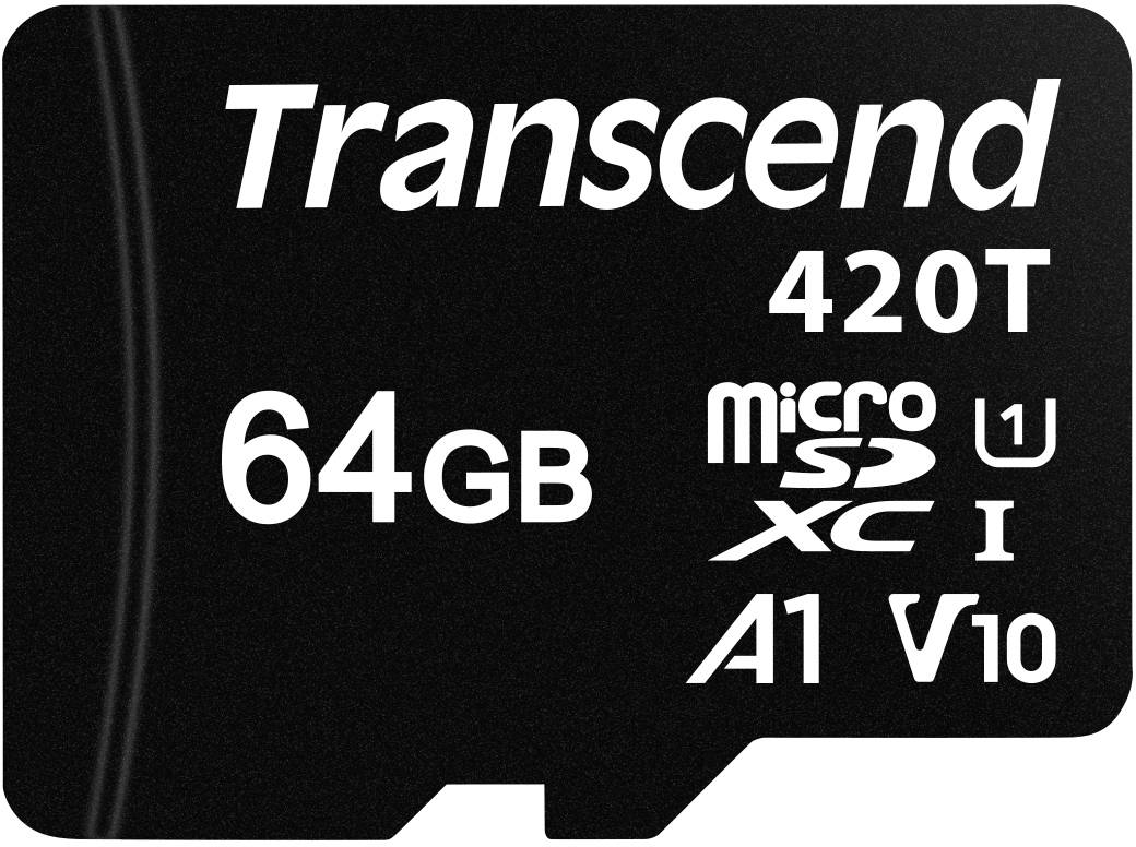 Transcend 64GB microSDXC 420T memorijska kartica, klasa 10, pogodna za brzi prijenos podataka i veliku memorijsku kapacitet.