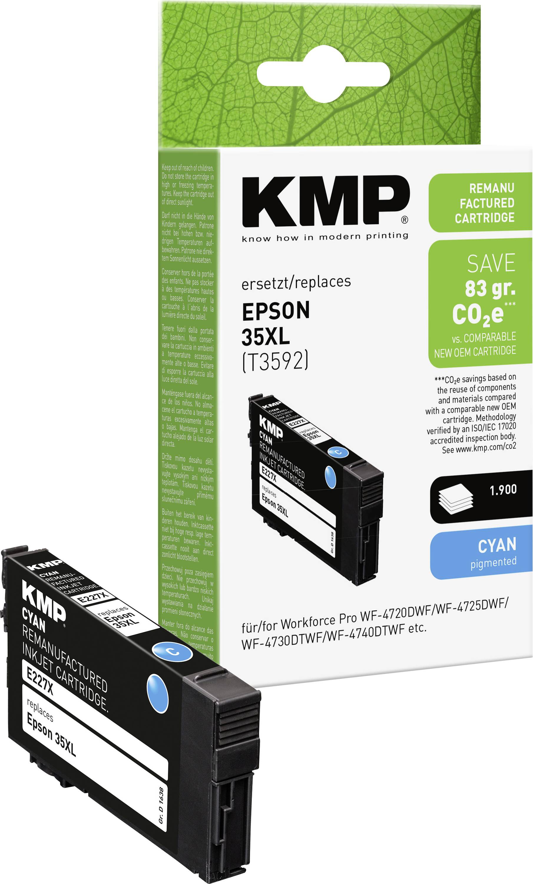 KMP tinta zamijenjen Epson 35XL, T3592 kompatibilan cijan E227X 1638,4003