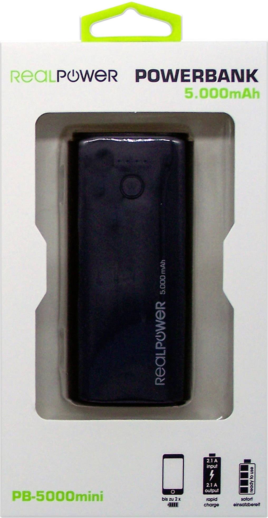 RealPower PB-5000 powerbank (rezervna baterija) 5000 mAh Li-Ion crna-2