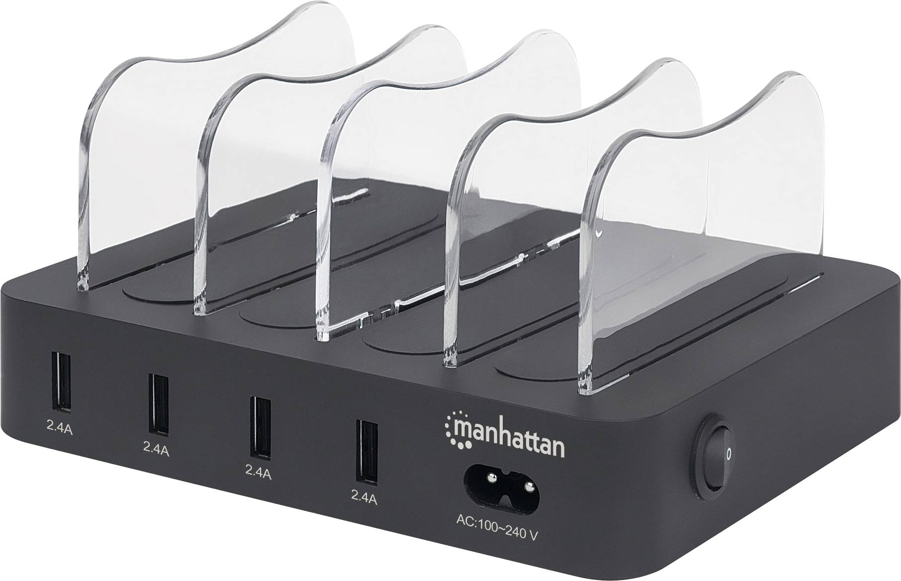 Manhattan 102261 USB stanica za punjenje 34 W USB 3.2 gen. 1 utičnica A (USB 3.0) crna, prozirna utičnica-2