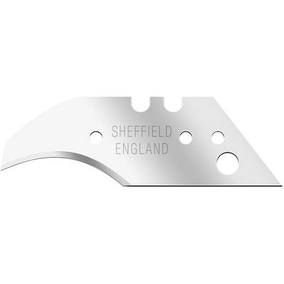 Srebrno metalno oštrice s natpisom 'Sheffield England' i nekoliko probušenih rupa.