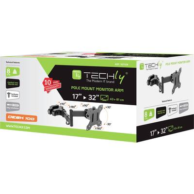 TECHly ICA-LCD-110BK nosač za monitor 1 Zaslon(i) 43,2 cm (17") - 81,3 cm (32") crna rotirajuči, mogučnost savijana, okr-1