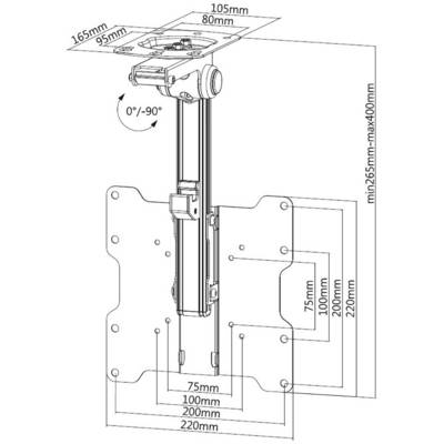 TECHly ICA-CPLB-222 stropni nosač za TV 43,2 cm (17") - 94,0 cm (37") stropni nosač, podesiv po visini, mogučnost savija-3