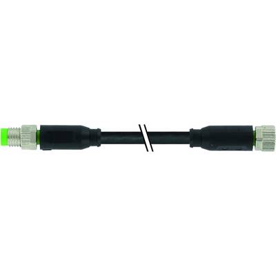 Crna elektronička kabelska veza sa zelenim i sivim priključcima na oba kraja.