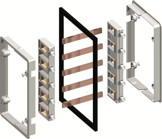 Striebel & John 2CPX010794R9999 TZ621 verzamelrailverbinder 5-polig, koper 2 x 12 x 5 mm Aansluitstuk voor verzamelrail 5-polig 250 A 1 stuk(s)