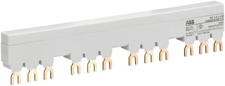 ABB 1SAM201916R1114 PS1-4-1-100 3-fasen verzamelrail voor 4 MS116 / MS132 met 1 HK/SK, IE=100A Verzamelrail Grijs 16 mm² 100 A 1 stuk(s)