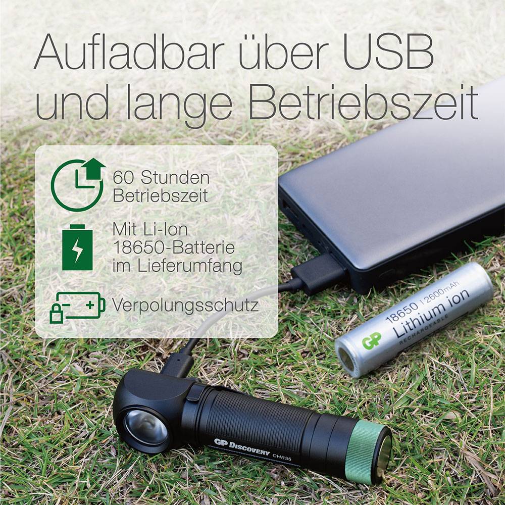Punjiva baterijska LED lampa putem USB-a sa 60 sati trajanja rada, uključujući 18650 Li-Ion bateriju. Idealna za outdoor avanture.