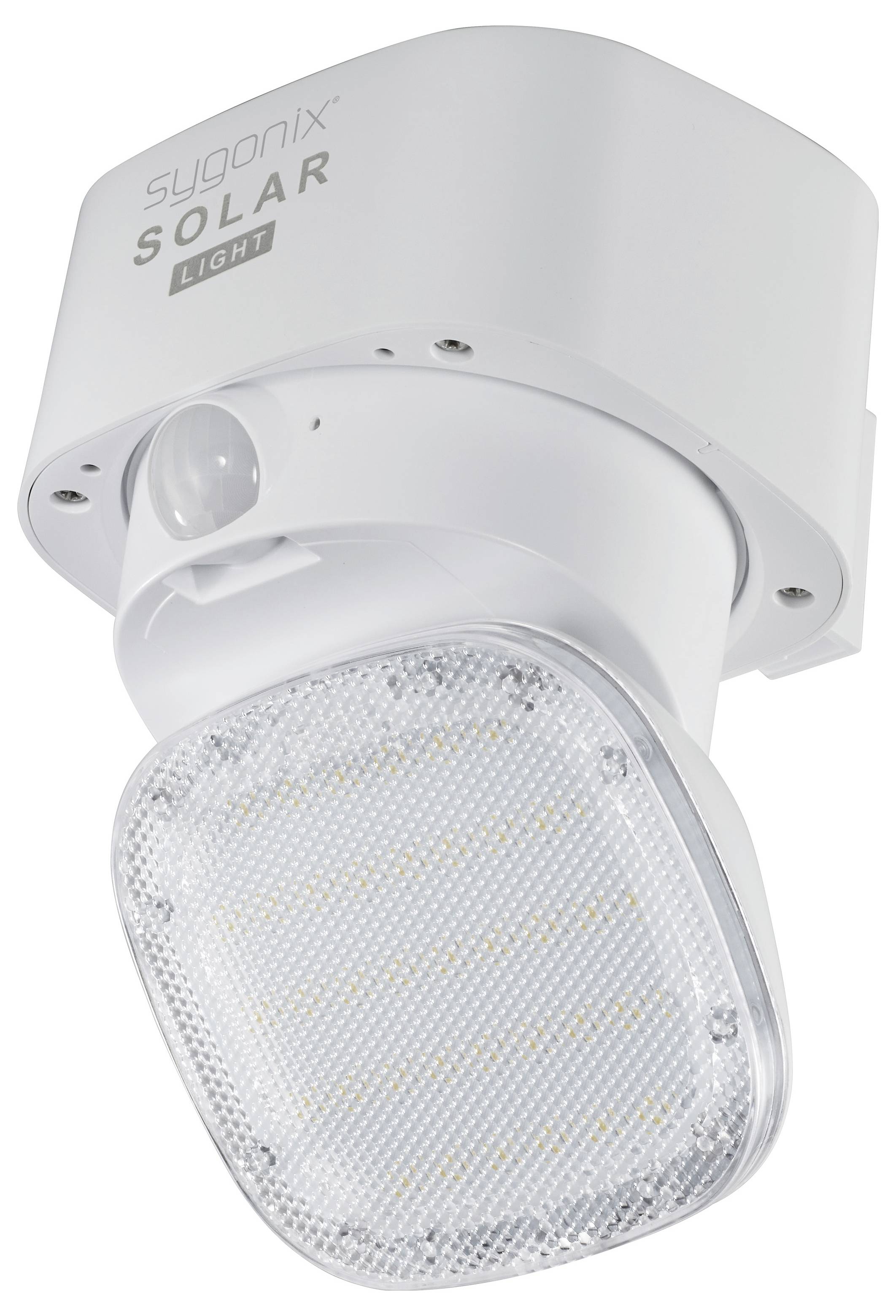 Bijela LED vanjska rasvjetna tijela s integriranim senzorom pokreta, podesiva za montažu na zid. Idealna za sigurnosno osvjetljenje.