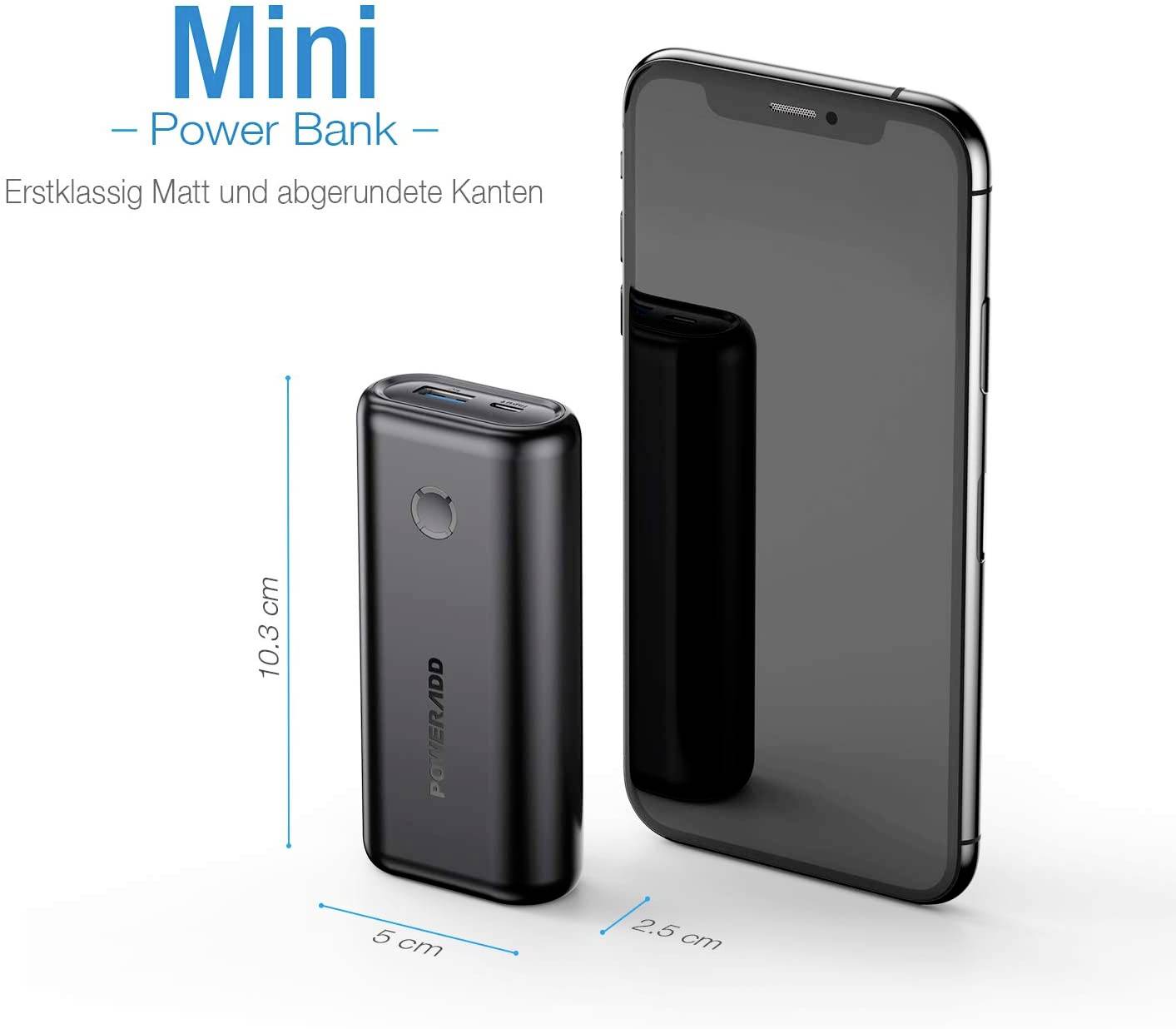 Poweradd EnergyCell Mini powerbank (rezervna baterija) 10000 mAh Fast Charge Li-Ion crna prikaz statusa-3
