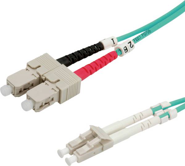 Value 21.99.8710 staklena vlakna svjetlovodi priključni kabel 0.50 m tirkizna [1x muški konektor LC - 1x SC-utikač] 50/125 µ Multimode OM3
