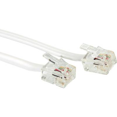 Dva prozirna RJ11 utikača na bijelim kabelima koji se koriste za povezivanje telefonskih ili internetskih mreža.