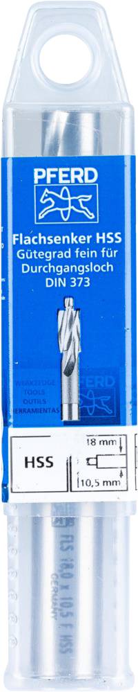 Ambalaža za ravni upuštač od brzoreznog čelika (HSS) fine kvalitete. Pogodan za provrtanje rupe prema DIN 373.