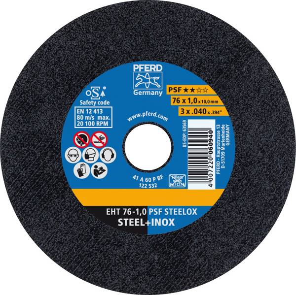 PFERD TOOLS PSF STEELOX 69198287 rezna ploča ravna 76 mm 10 St. nehrđajući čelik, čelik
