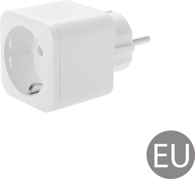 Bijeli adapter za utičnice EU-a okruglog oblika.