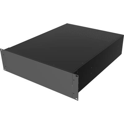 Crni metalni rack server ormar, prikazan perspektivno od naprijed desno. Veličine 3 HE, s ventilacijskim otvorima na vrhu.