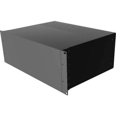 Crni, pravokutni server ormar s ventilacijskim otvorima na gornjoj strani. Dizajniran za ugradnju u rack sustav.