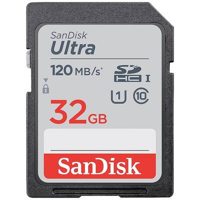 SanDisk Ultra SD kartica, 32 GB memorije, brzina čitanja do 120 MB/s, pogodna za snimanje Full-HD videozapisa.