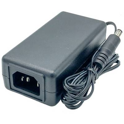 Crni mrežni adapter s priključnim kabelom i utikačem, pogodan za elektroničke uređaje.