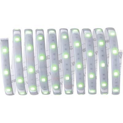 LED traka sa zelenim diodama koje svijetle, savijene u valovitom rasporedu na bijeloj pozadini.