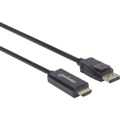 Crni HDMI-na-DisplayPort kabel od Manhattana za povezivanje monitora s računalima ili drugim uređajima.