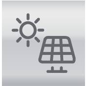 Stilizirana predstava sunca pored solarnog panela, simbolizira obnovljivu energiju dobivenu iz sunčeve svjetlosti.