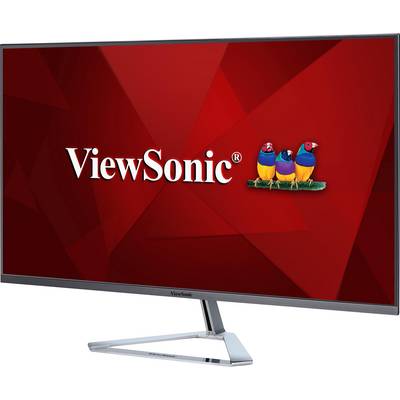 Zaslon s logotipom "ViewSonic" i tri šarene ptice na crvenoj pozadini.
