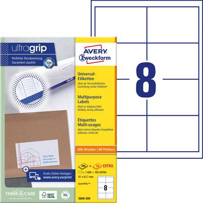 List s osam pravokutnih naljepnica ravnomjerno raspoređenih. Pakiranje prikazuje 'ultragrip' i opisne detalje proizvoda.