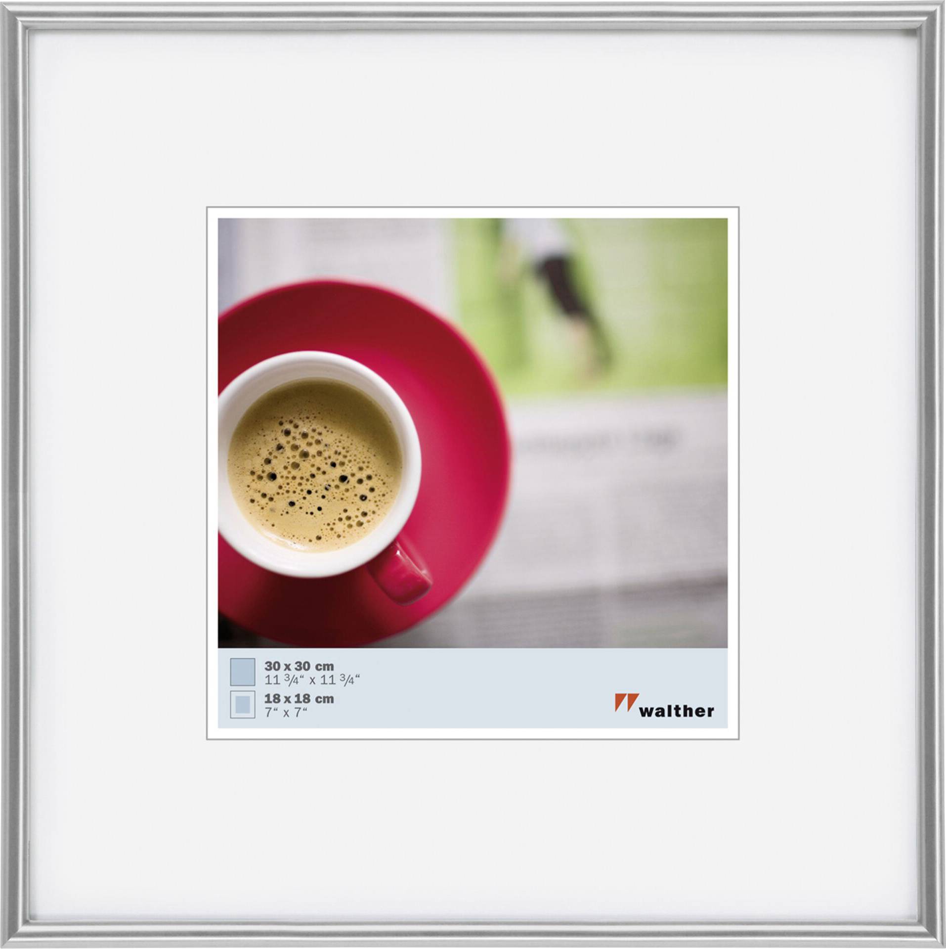 walther+ design KS330H Wissellijst Papierformaat: 30 x 30 cm (b x h) 30 cm x 30 cm Zilver