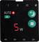 Digitalni zaslon s prikazom 'AUTO A' i crvenom signalnom svjetlošću, '5 W' u crvenoj boji. Zelene tipke sa simbolom mjeseca i kvadratom.