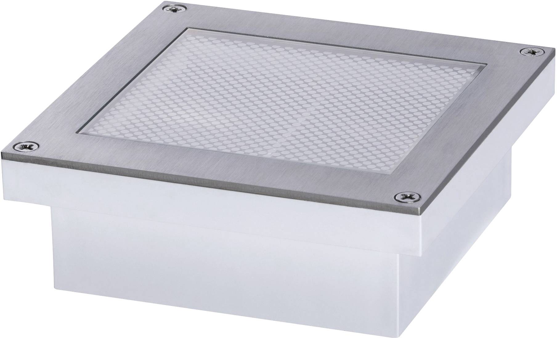 LED podna svjetiljka u kvadratnom metalnom kućištu, pogodna za vanjsku upotrebu za osvjetljavanje staza ili vrtova.
