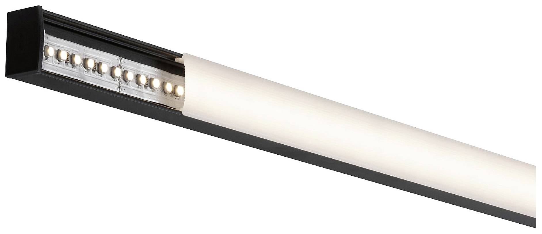 Produguasta LED lampa s crnim okvirom i prozirnim poklopcem, podesna za modernu unutarnju rasvjetu.