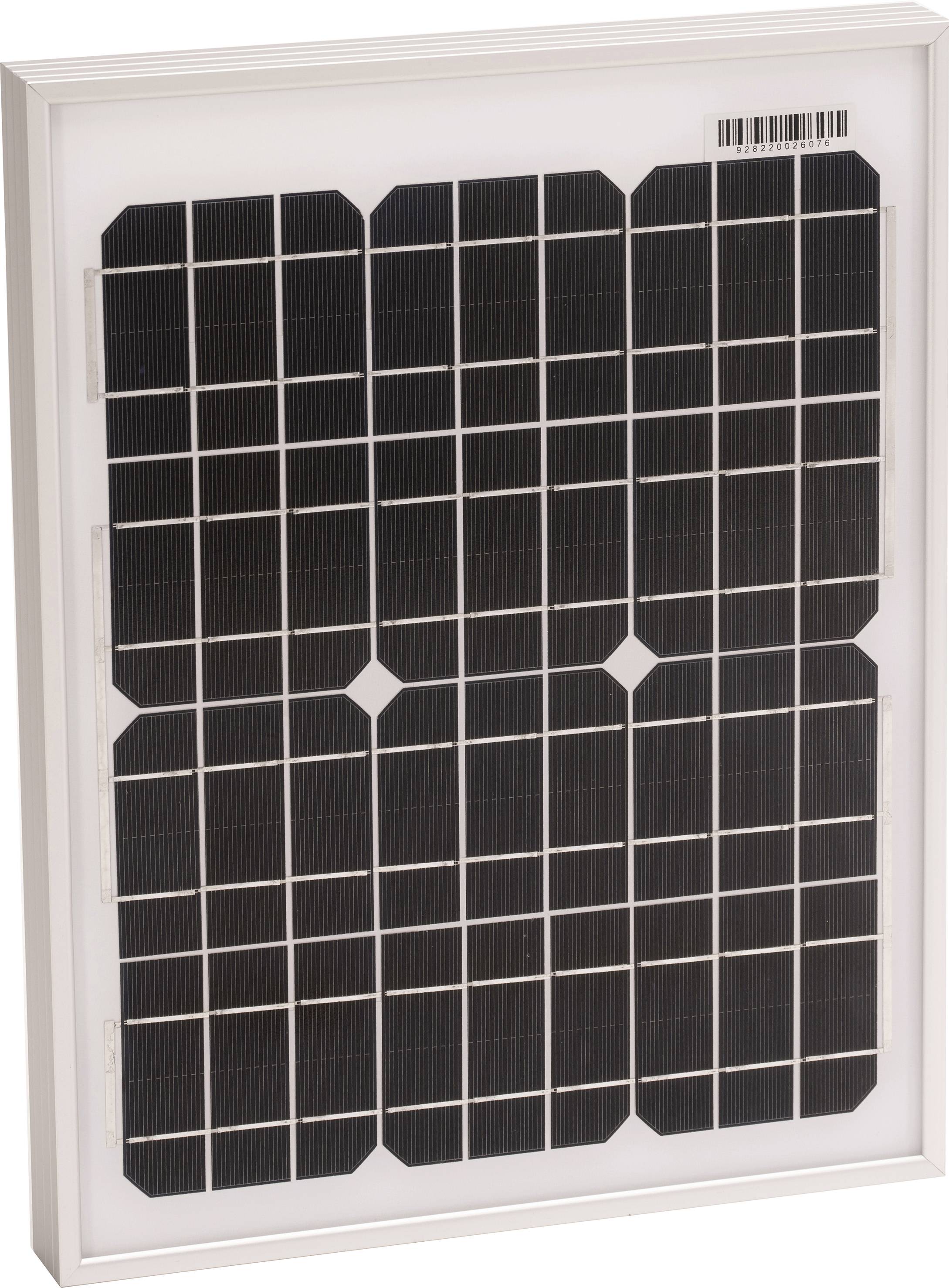 Jedan solarni panel pravokutnog okvira s nekoliko crnih solarnih ćelija ravnomjerno raspoređenih u redovima.