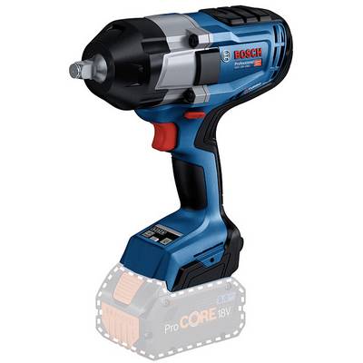 Akumulatorski udarni odvijač s plavom ručkom, srebrnom glavom i crvenim Bosch logotipom. Dolje je prostor za izmjenjivi akumulator.