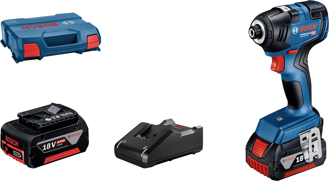 Bosch Professional GDR 18V-200 06019J2107 Mutterdragare batteri 200 18 V Antal batterier som ing&aring;r 2 Li-Ion inkl. 2x batterier, inkl. laddare, borstfri