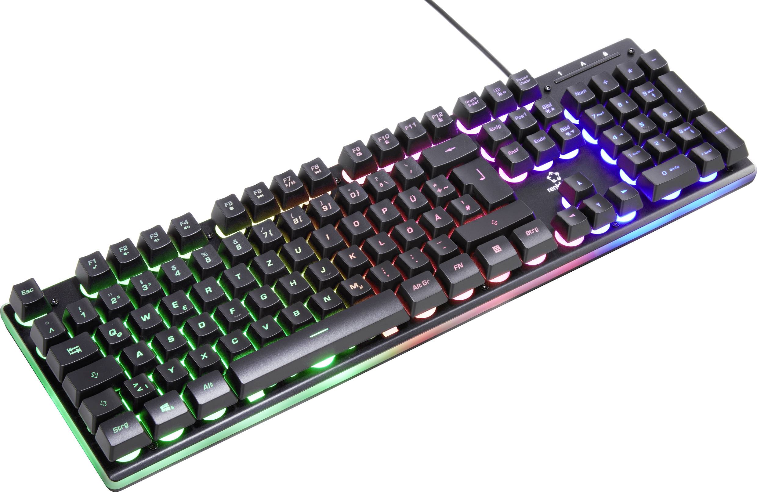 Renkforce RF-GMK-150 USB igraća tipkovnica njemačka, qwertz crna osvjetljen