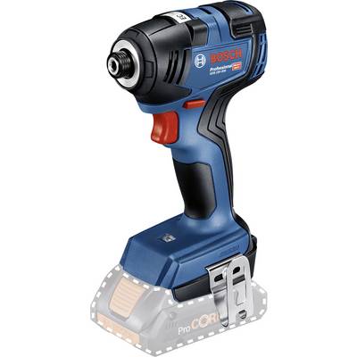 Bosch akumulatorski odvijač u plavo-crnoj boji s crvenim detaljima. Model za profesionalnu upotrebu bez umetnutog akumulatorskog paketa.