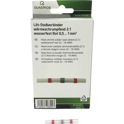 Pakiranje topljem stežućih lemnih spojnica, vodootpornih, crvenih, 0,5 do 1 mm², 20 komada, od Quadriosa.