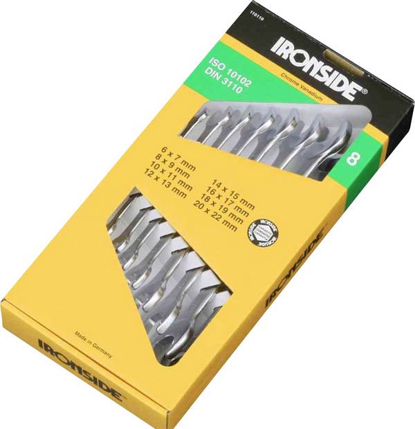 IRONSIDE 110110  dupli viličasti ključ set  Veličina ključa (metrička) (naslov) 6 - 22 mm