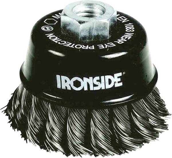 IRONSIDE Čelik četka za čaše Ø 80 mm, za kutne brusilice, čvorovasta žica, s navojem M14, debljina žice 0,50 mm   243006 1 St.